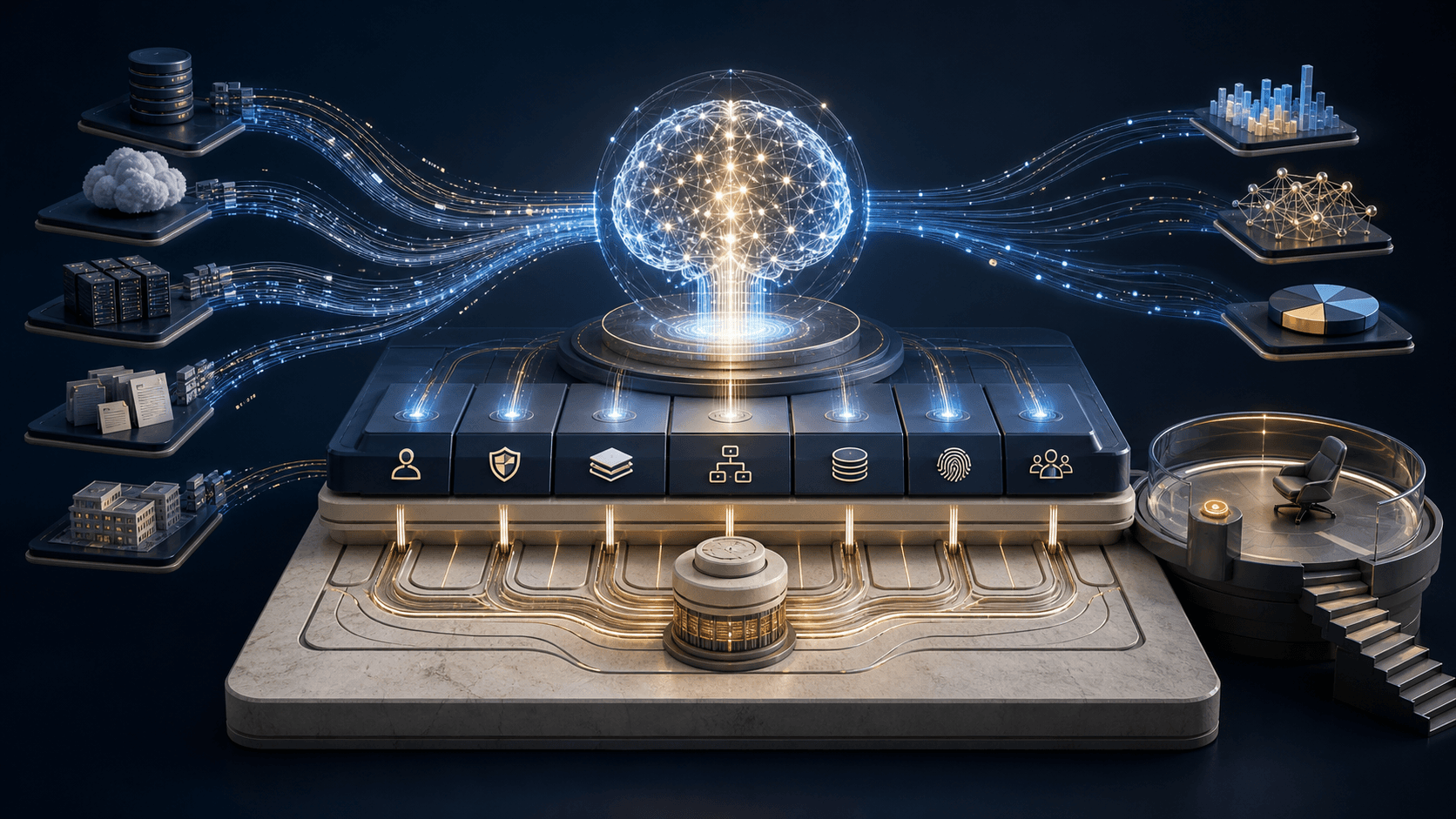 A governed enterprise context foundation connecting trusted information sources to AI reasoning and human accountability
